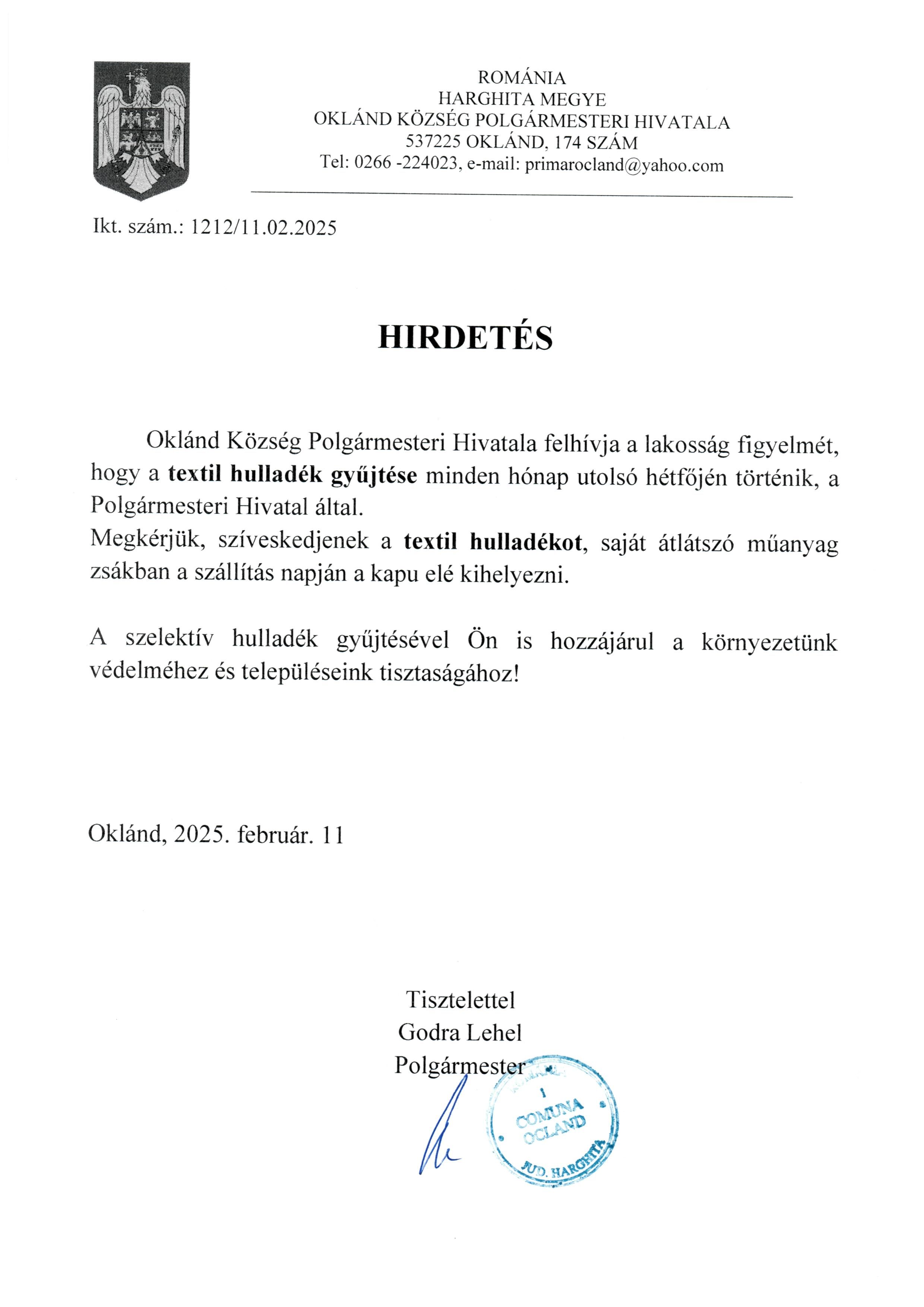 hirdetes hulladek.